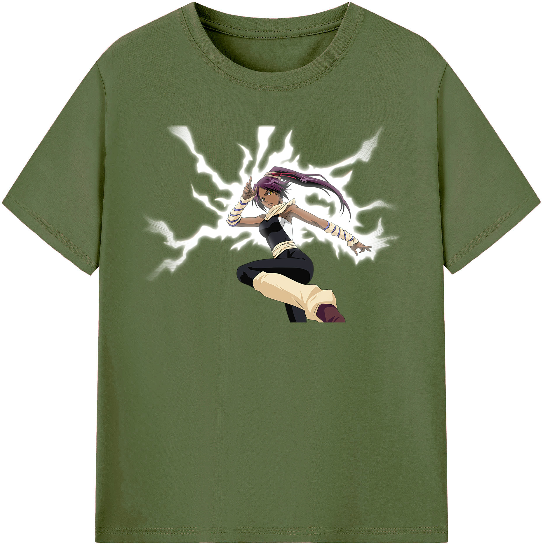 （画像用） ブリーチ 四楓院 夜一（しほういん よるいち） BLEACH Shihouin Yoruichi 綿100％半袖Tシャツ（フロントプリント）